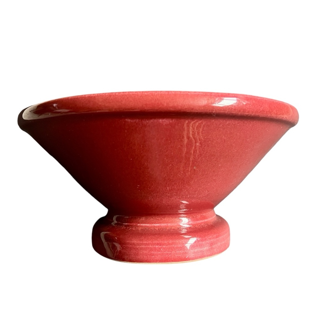 Crabtree & Evelyn Pedestal Fruit Bowl for Kitchen Counter Ceramic Decorative Red
